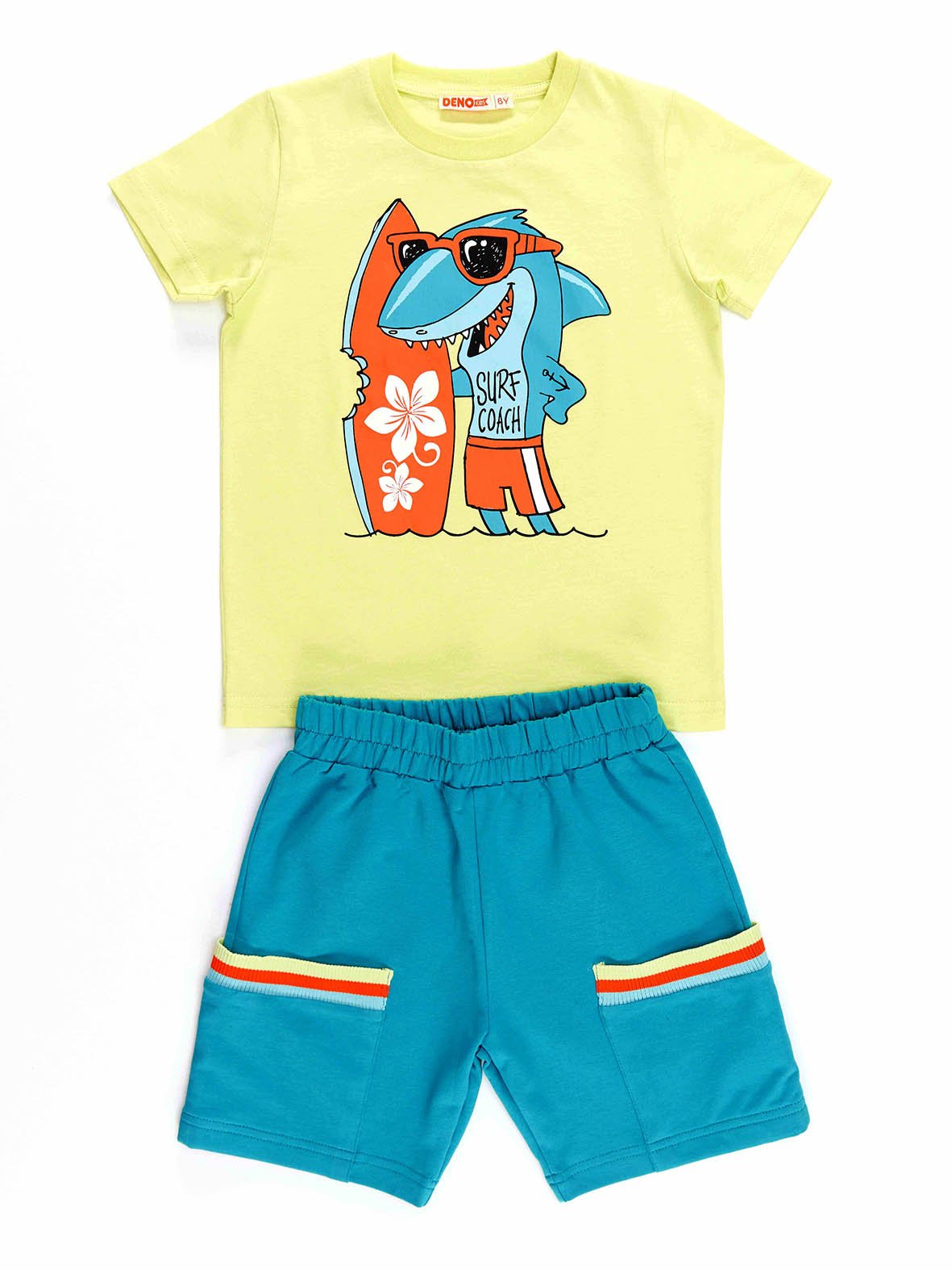 surfer shark erkek çocuk t-shirt şort takim - Justyol