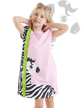 <tc>Robe pour fille avec motif de zèbre à volants.</tc>