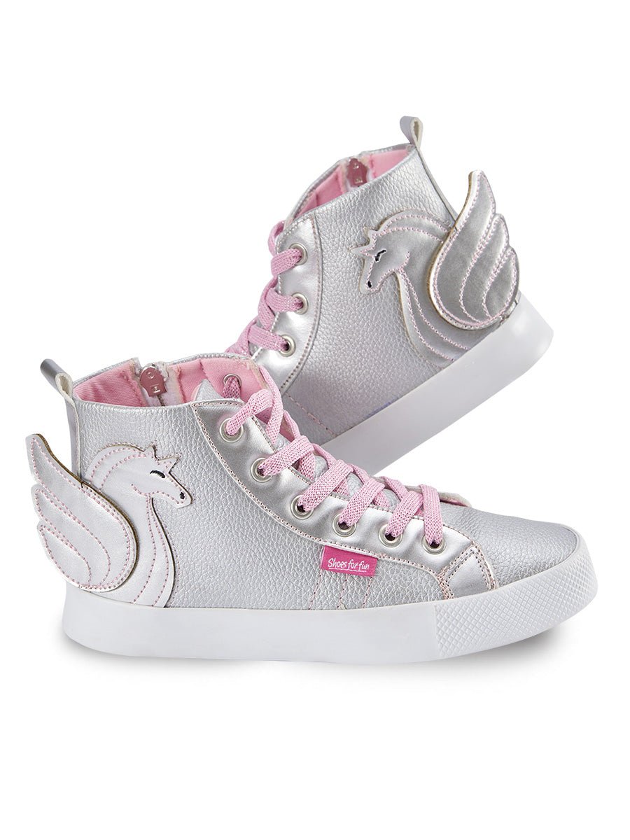 kanatli unicorn gümüş kiz çocuk sneakers - Justyol