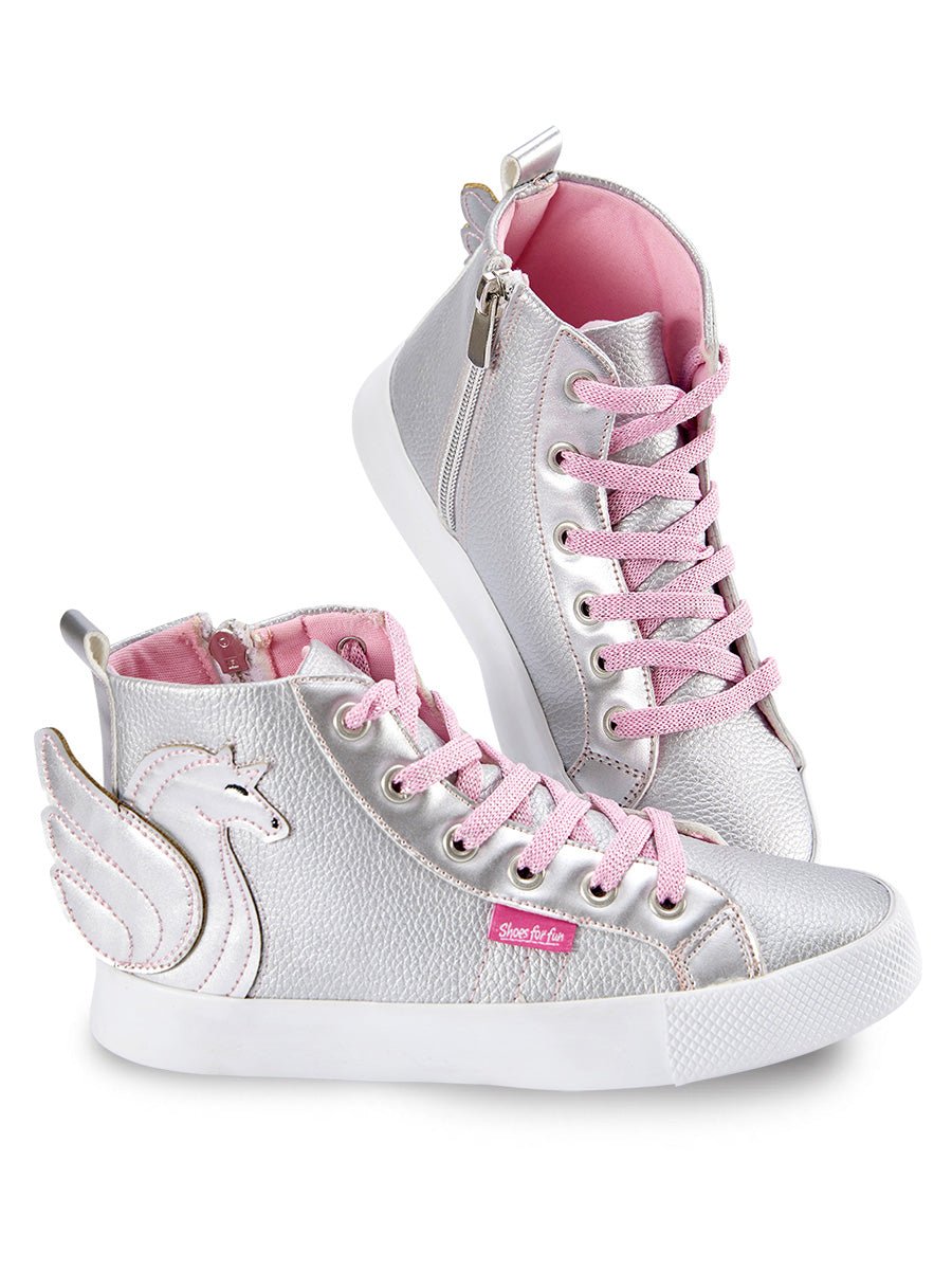 kanatli unicorn gümüş kiz çocuk sneakers - Justyol