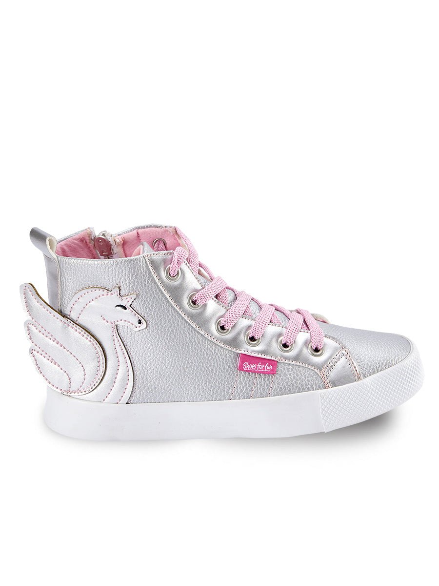kanatli unicorn gümüş kiz çocuk sneakers - Justyol