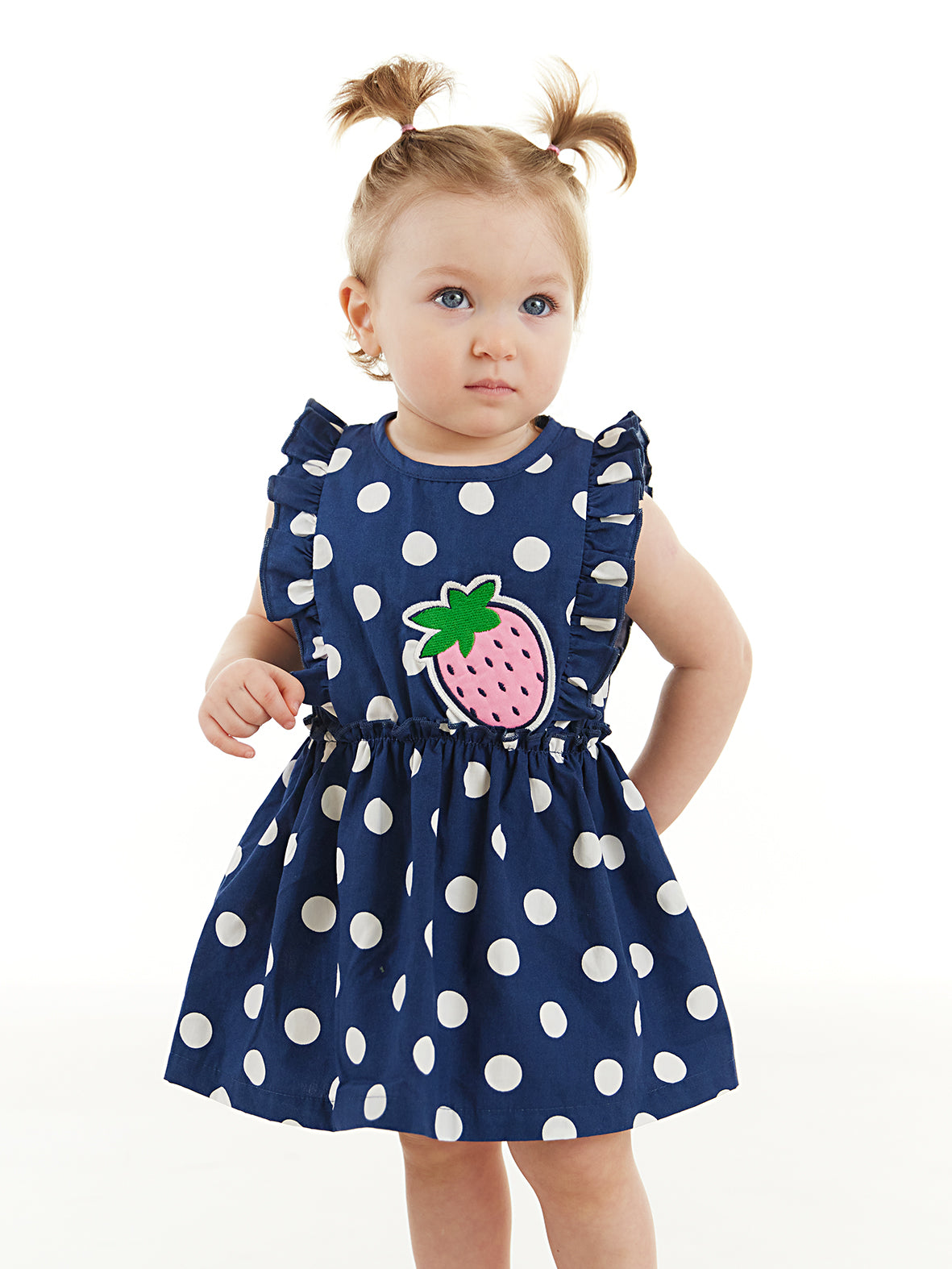 <tc>Robe en popeline pour bébé fille "Fraise à Pois"</tc>