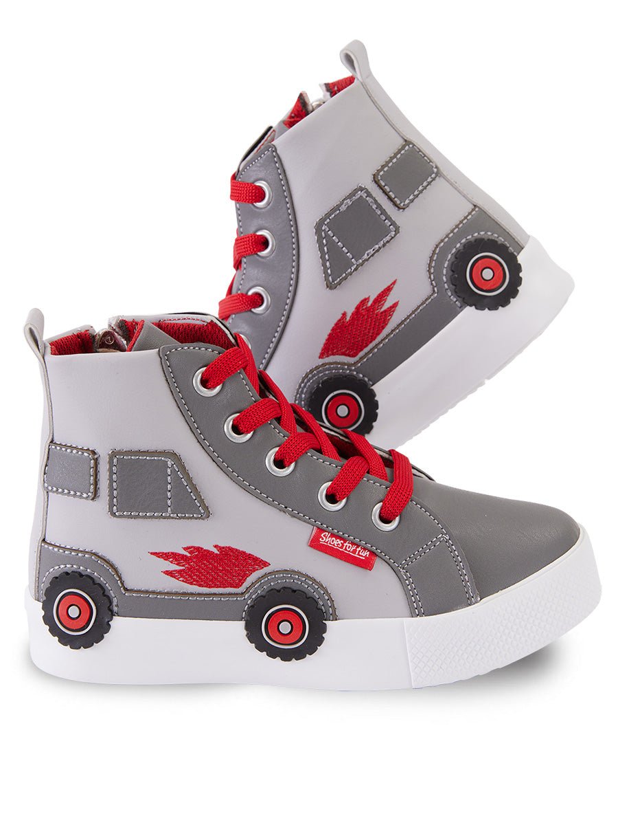 Sneakers garçon montantes motif voiture 3D – Baskets enfant résistantes et confortables