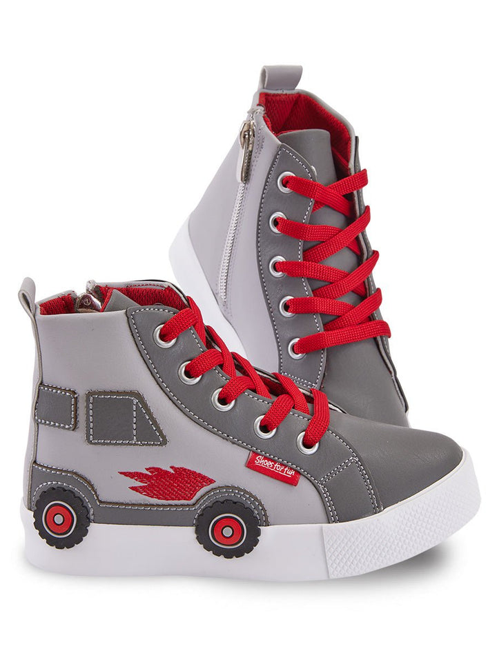 Sneakers garçon montantes motif voiture 3D – Baskets enfant résistantes et confortables