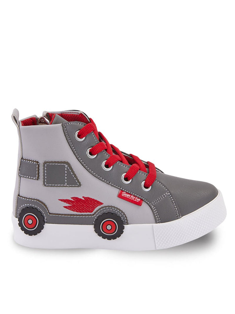 Sneakers garçon montantes motif voiture 3D – Baskets enfant résistantes et confortables
