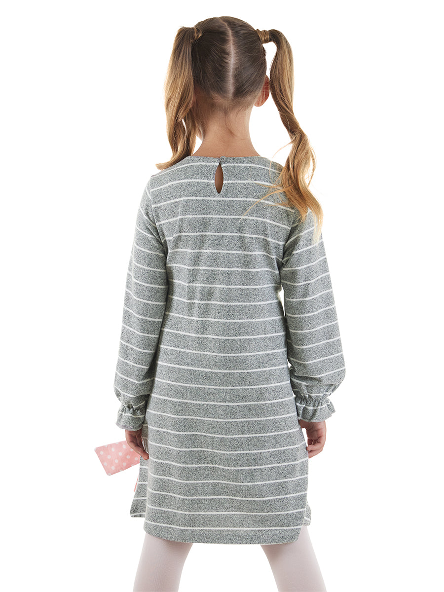 <tc>Robe rayée pour fille avec un petit ours</tc>