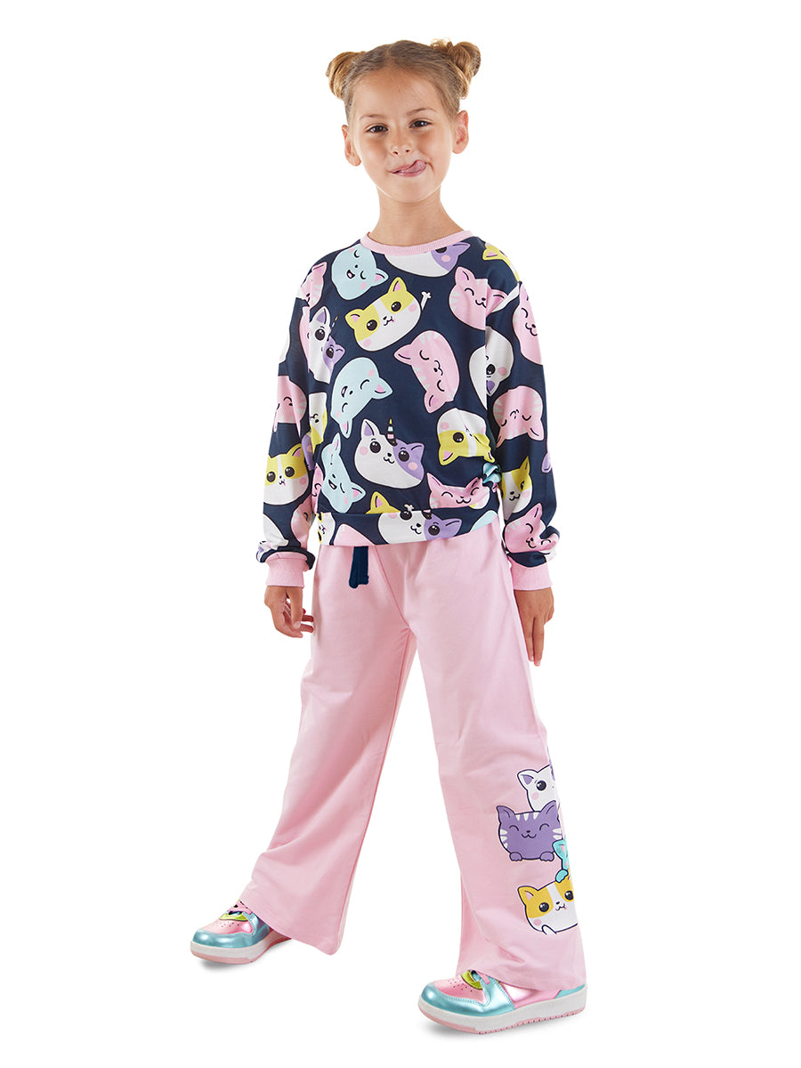 <tc>Ensemble de survêtement pour fille avec motifs de chats mignons</tc>