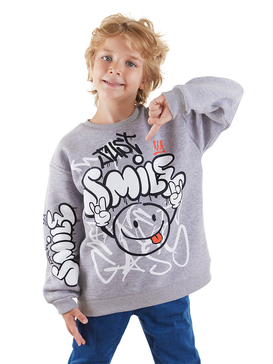 just smile erkek çocuk gri sweatshirt