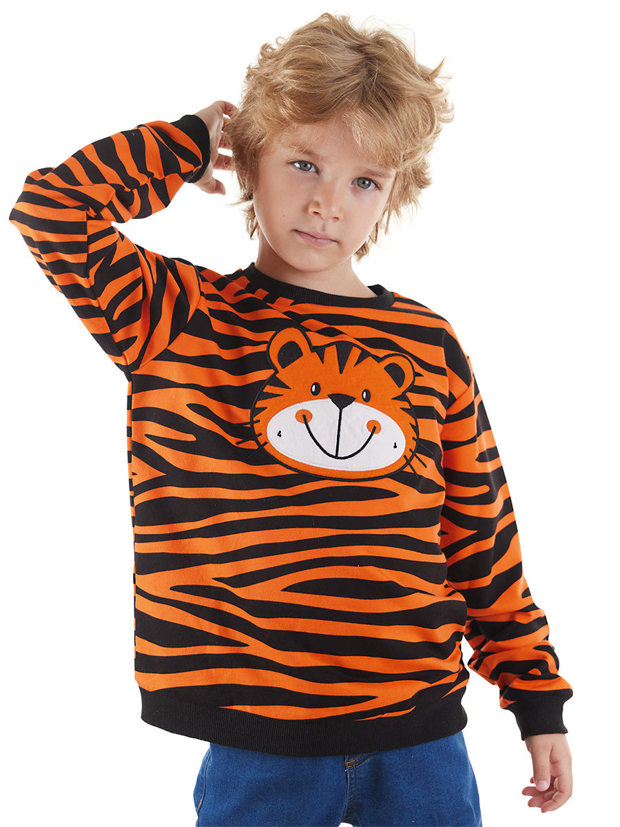 <tc>sweatshirt avec appliqué tigre pour garçon</tc>