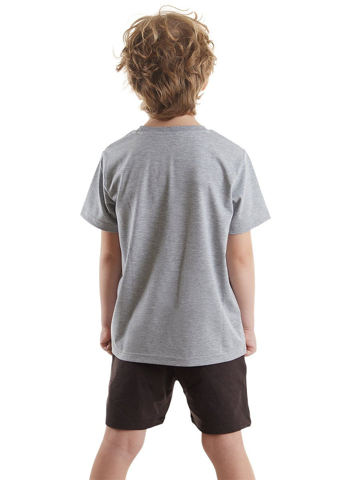 Ensemble 2 pièces garçon – T-shirt imprimé animaux et short à poches