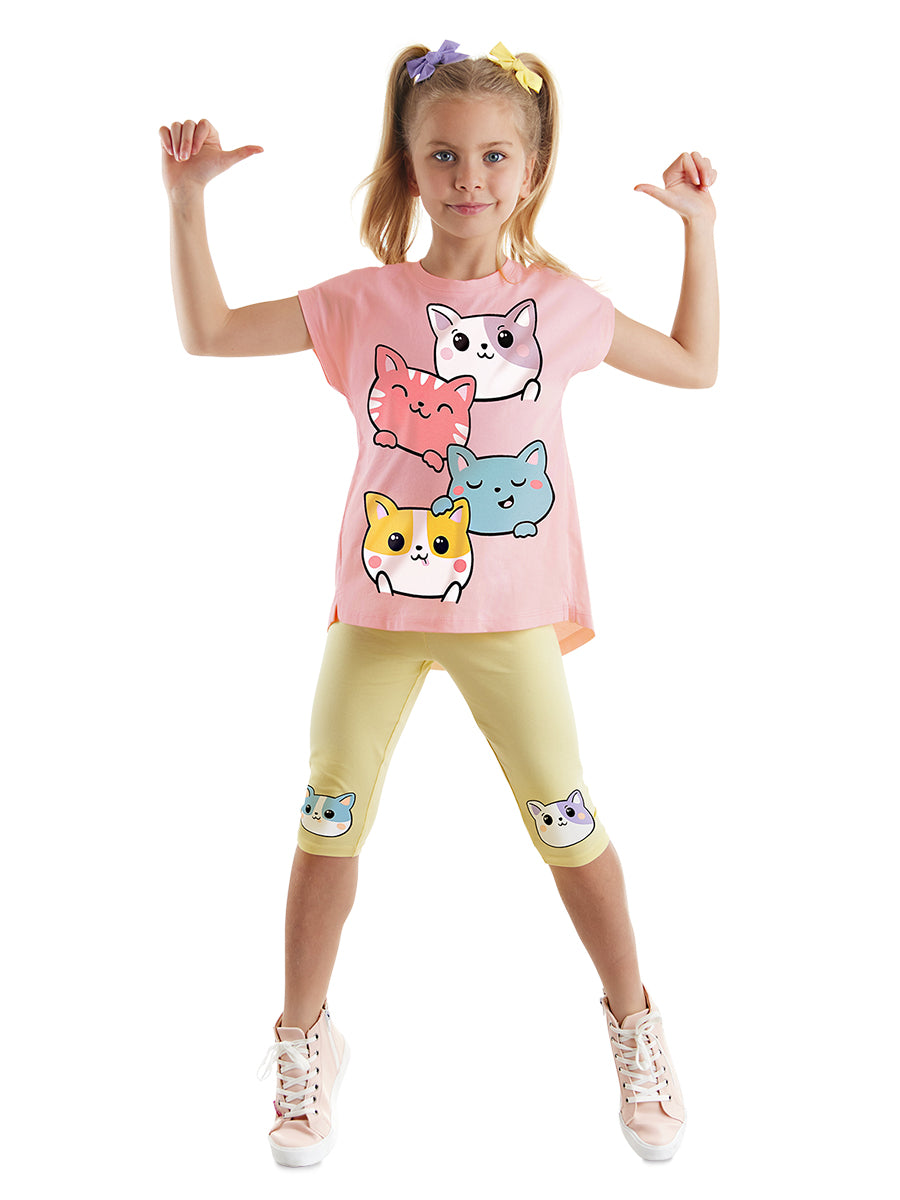 ensemble tunique et legging pour fille avec des chats