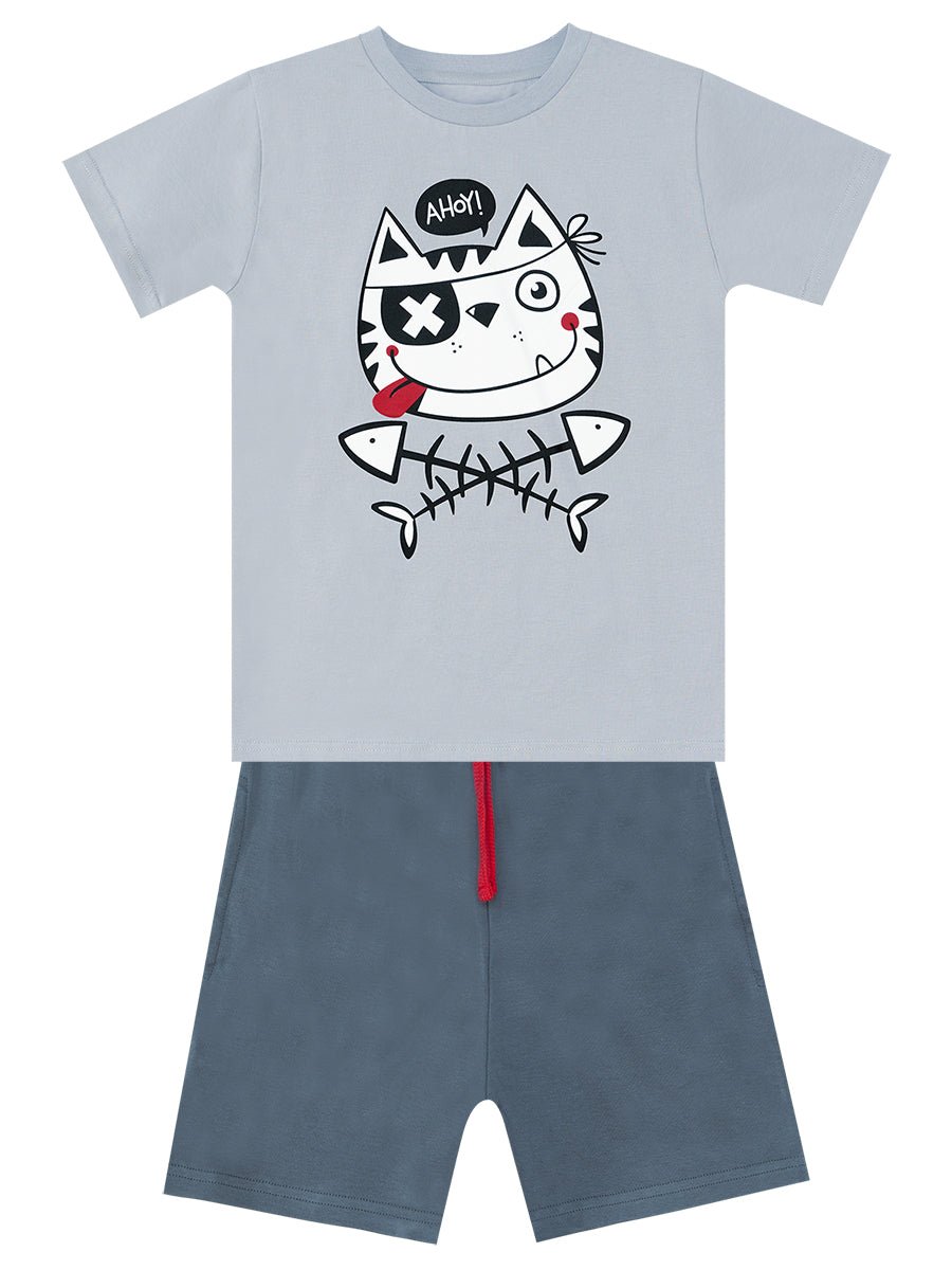 ahoy kedi erkek çocuk t-shirt şort takim - Justyol