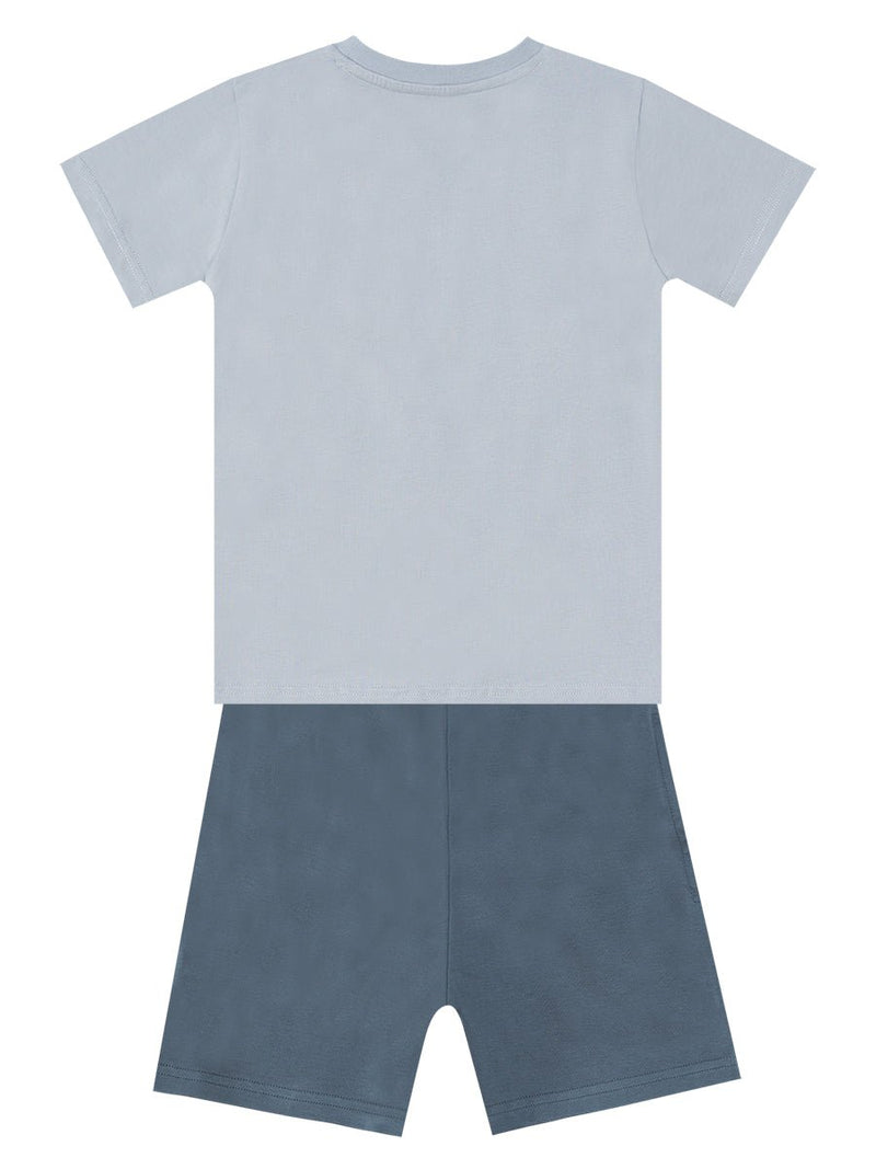 Ensemble Garçon T-shirt Gris Imprimé Chat Pirate et Short en Coton
