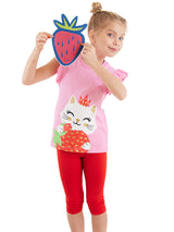 <tc>Ensemble pour fille avec t-shirt et legging à motifs de fraises</tc>