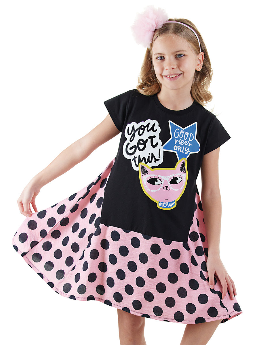 <tc>Robe pour fille avec motif chat cool</tc>