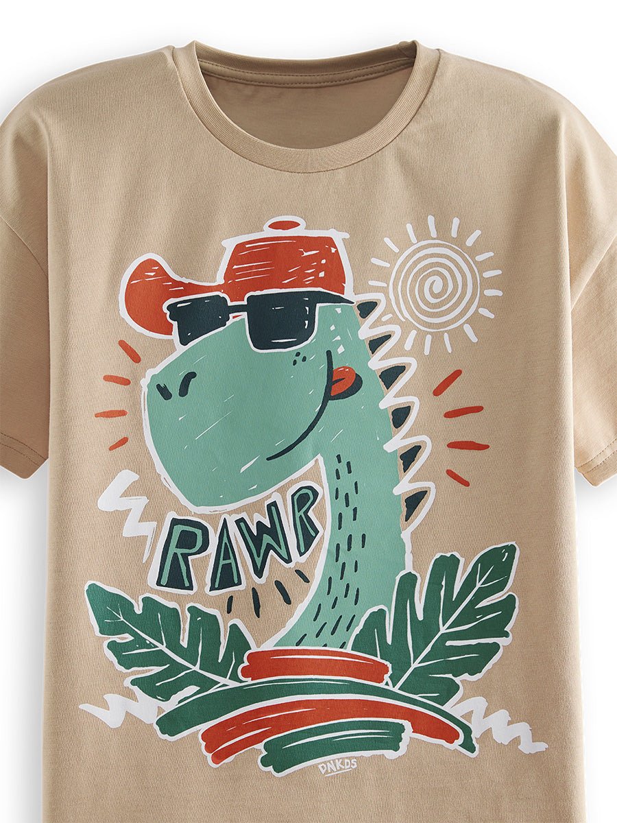 summer dino erkek çocuk t-shirt şort takim - Justyol