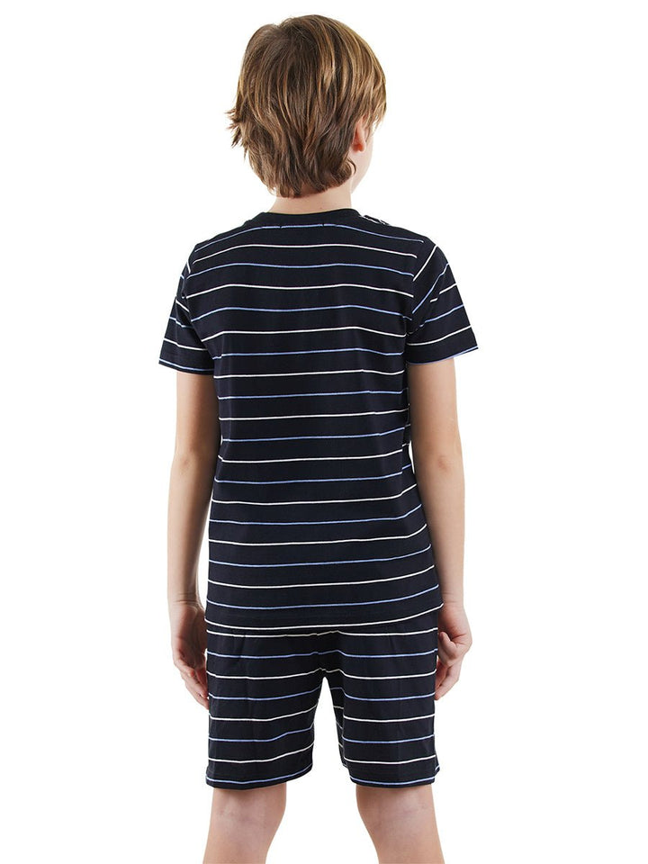 Ensemble Pyjama Garçon à Rayures Noires avec Imprimé Voilier