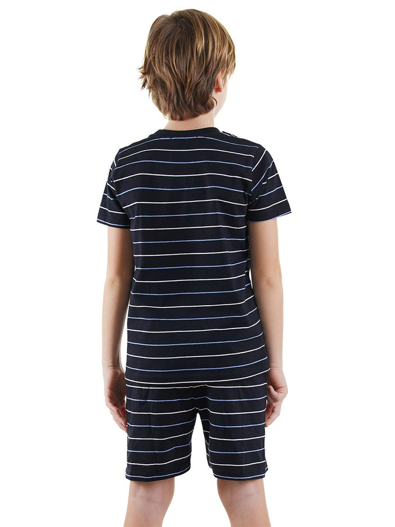 Ensemble Pyjama Garçon à Rayures Noires avec Imprimé Voilier