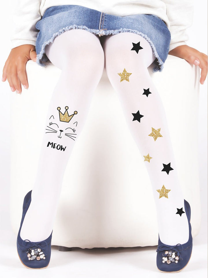 Collant Fille Meow à Motif Chat – Extensible et Confortable