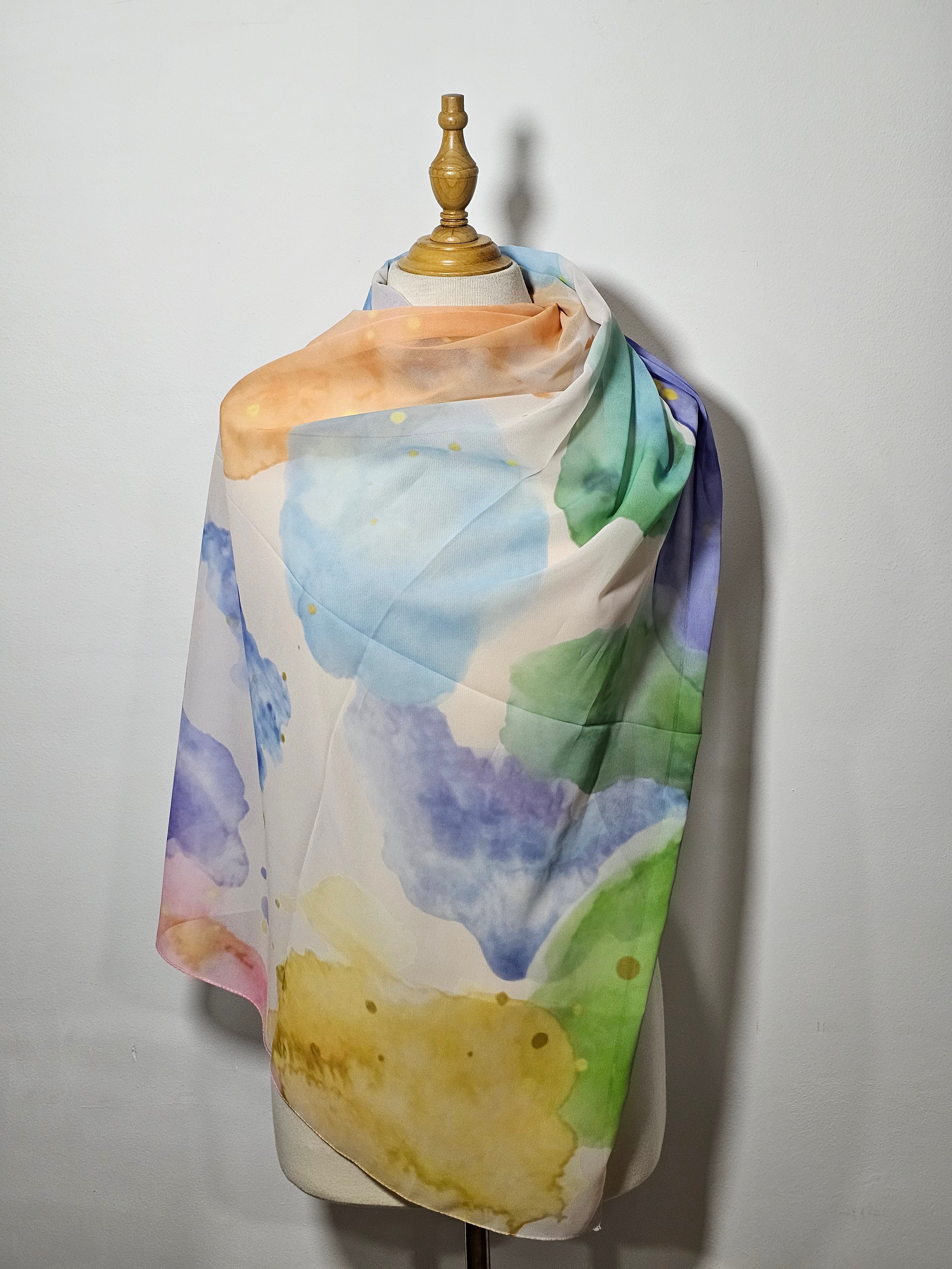 Châle en Crêpe Égyptien – 
 Collection Artistique Élégance Moderne