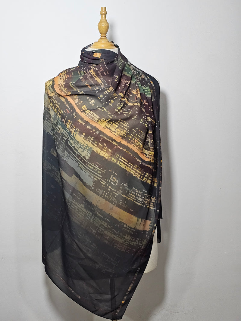 Châle en Crêpe Égyptien – 
 Collection Artistique Élégance Moderne