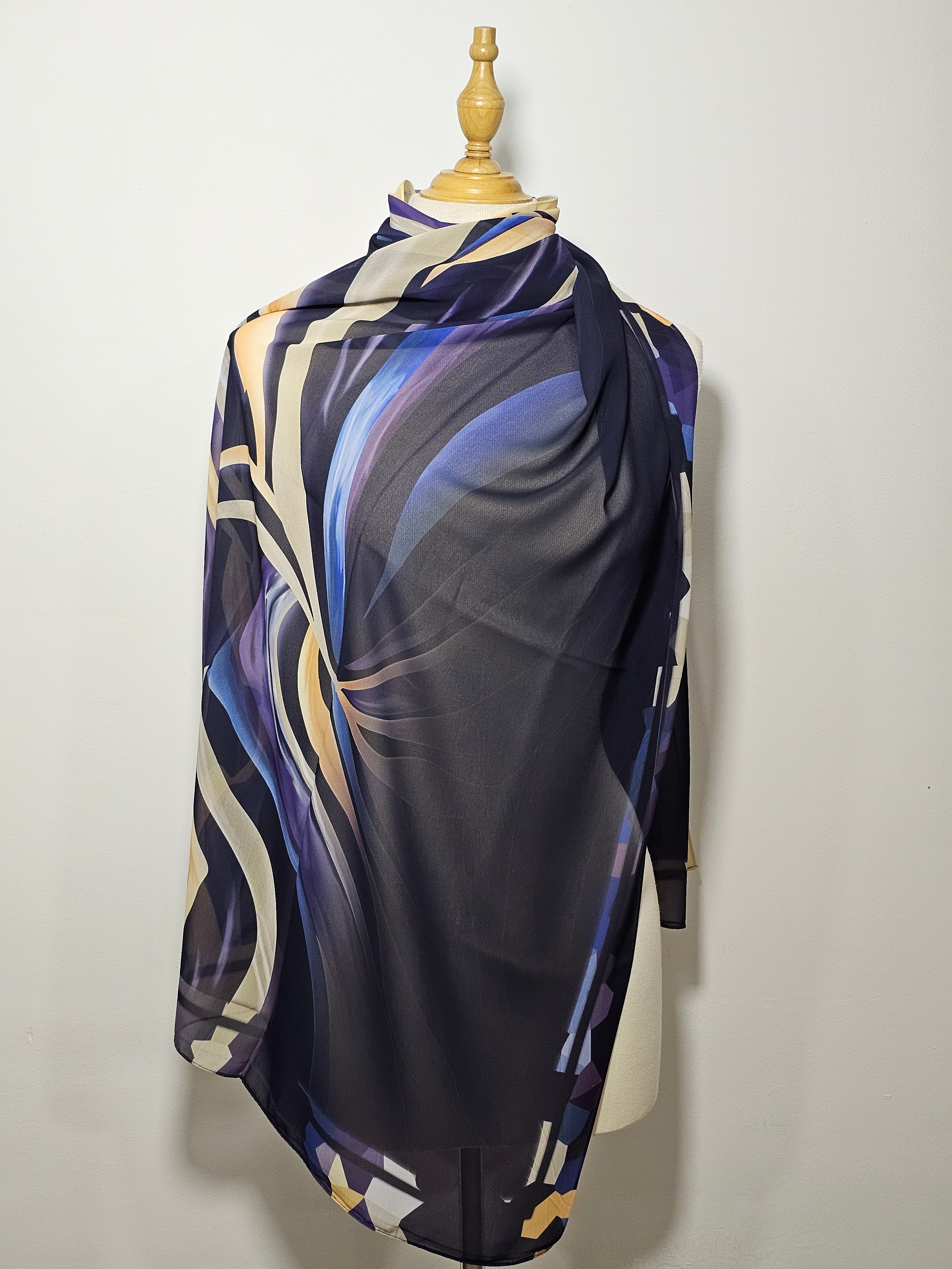 Châle en Crêpe Égyptien – 
 Collection Artistique Élégance Moderne