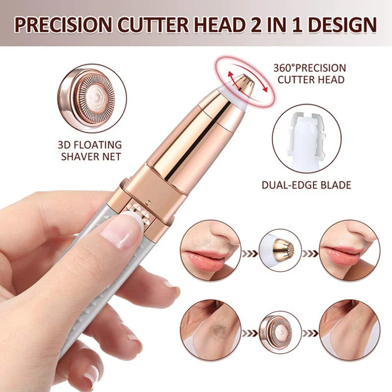 Épilateur Électrique Femme 4 en 1 Rechargeable USB – Élimination Douce des Poils du Visage