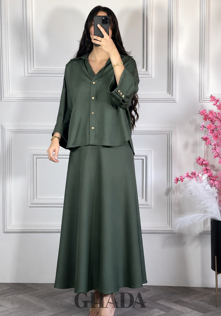 Ensemble avec jupe fluide - Vert empire