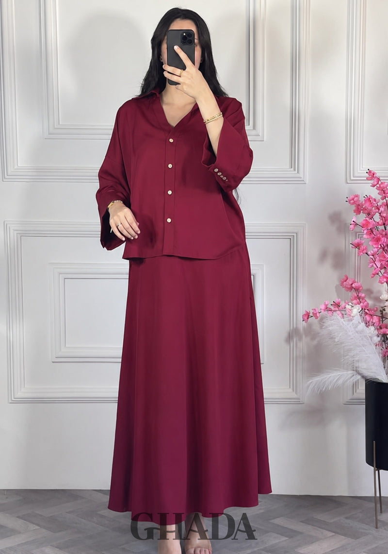 Ensemble avec jupe fluide - Rouge bordeaux