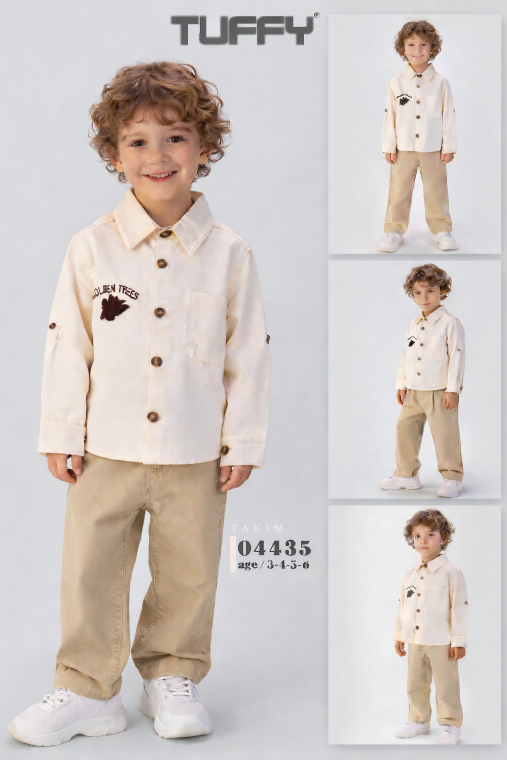 Ensemble Garçon TFB-04435 2/5 Ans – Chemise à Boutons et Pantalon Décontracté