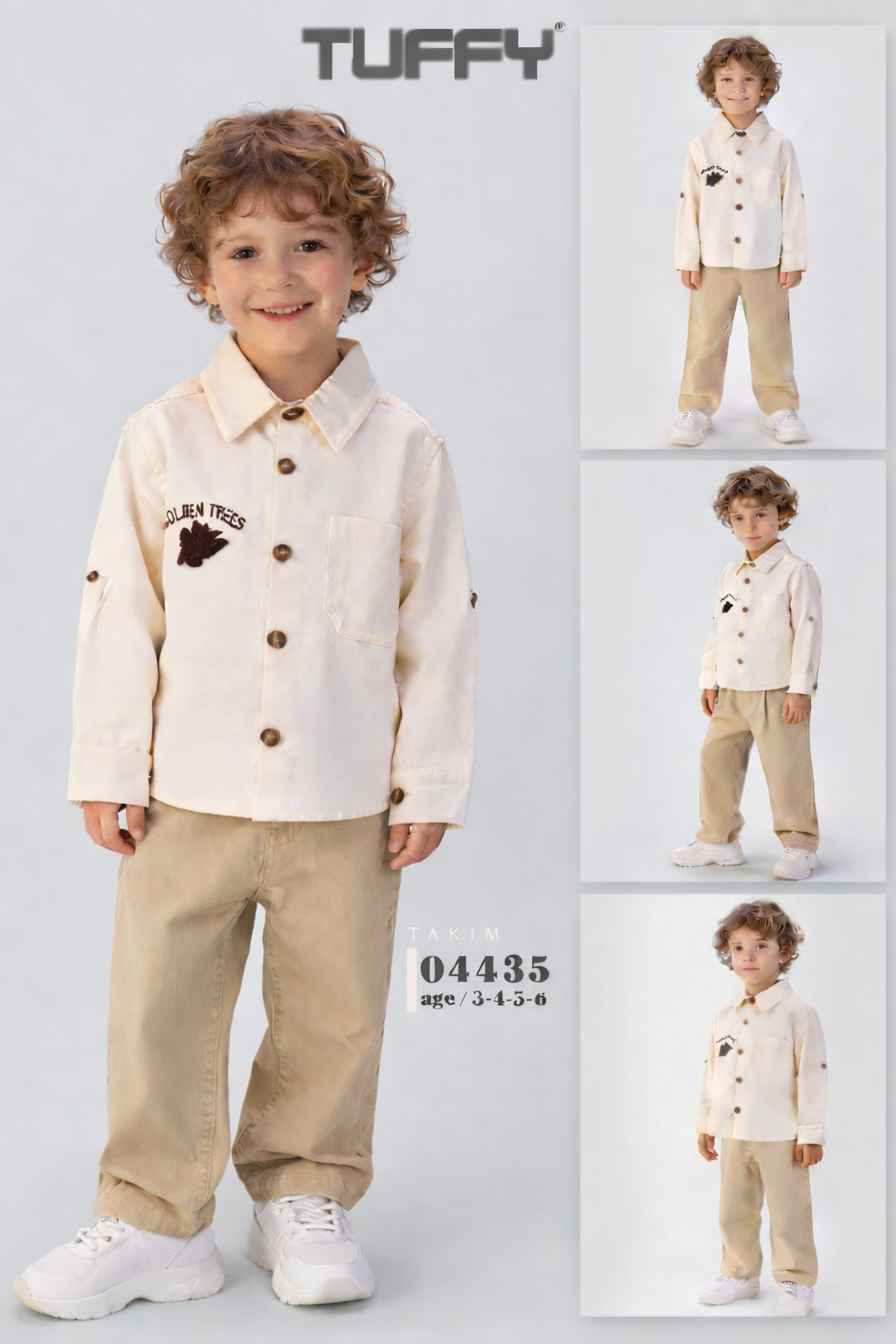 Ensemble Garçon TFB-04435 2/5 Ans – Chemise à Boutons et Pantalon Décontracté