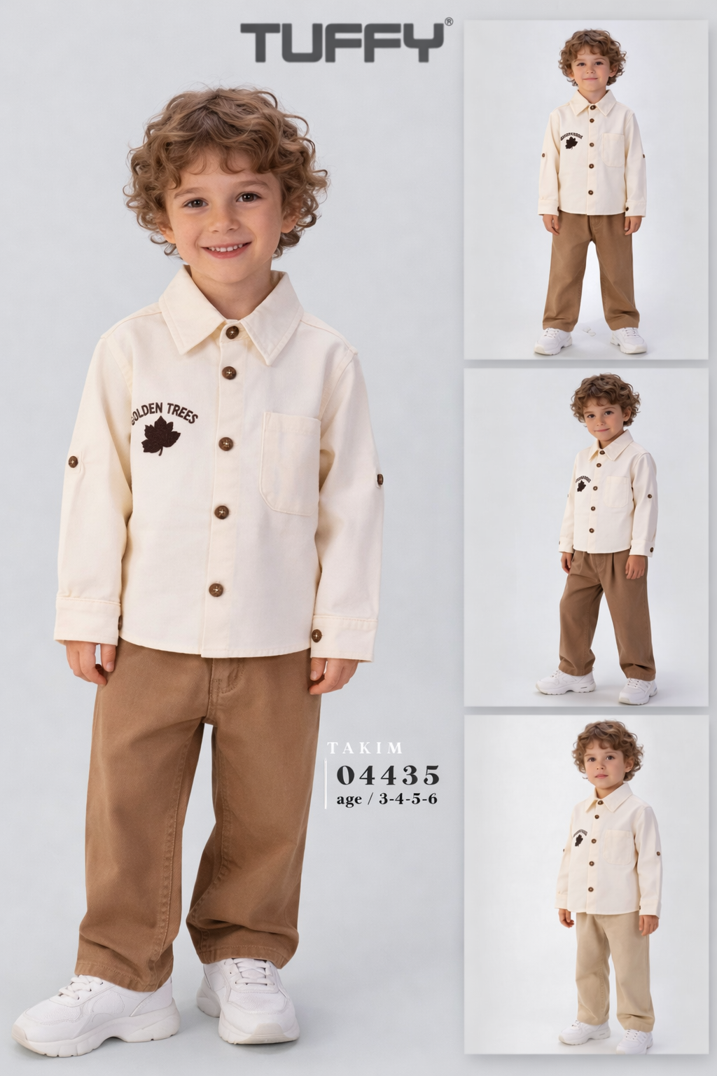 Ensemble Garçon TFB-04435 2/5 Ans – Chemise à Boutons et Pantalon Décontracté