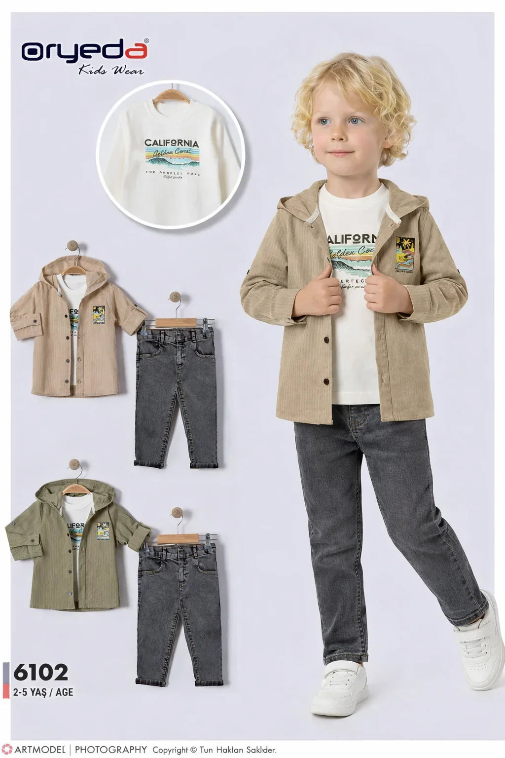 Ensemble Garçon 2/5 Ans – T-shirt et Veste à Capuche avec Jean - Justyol