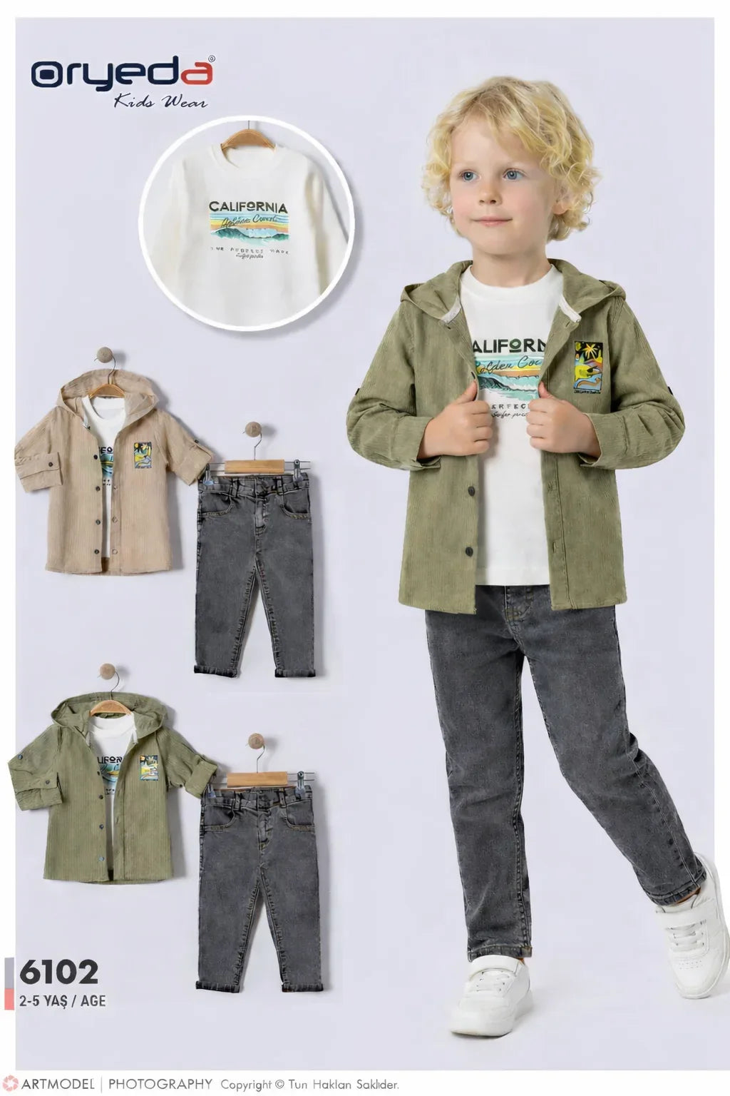 Ensemble Garçon 2/5 Ans – T-shirt et Veste à Capuche avec Jean - Justyol