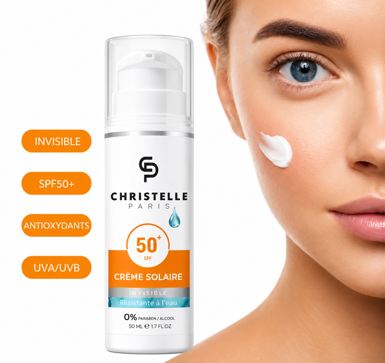 écran solaire imperméable avec SPF50+ Invisible 50 ml
