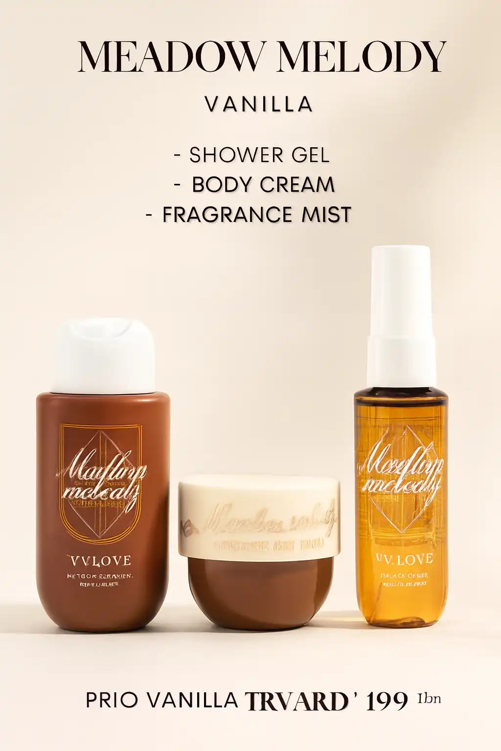 Coffret de soins corporels 3 pièces VV Love Mellow Melody