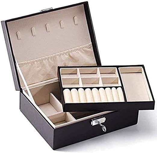 Coffret à bijoux élégant avec serrure- boite de rangement pour bijoux