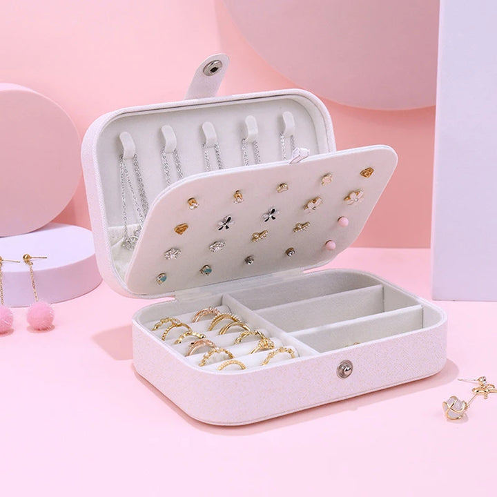 Boîte à Bijoux Portable à Double Niveau avec Compartiments