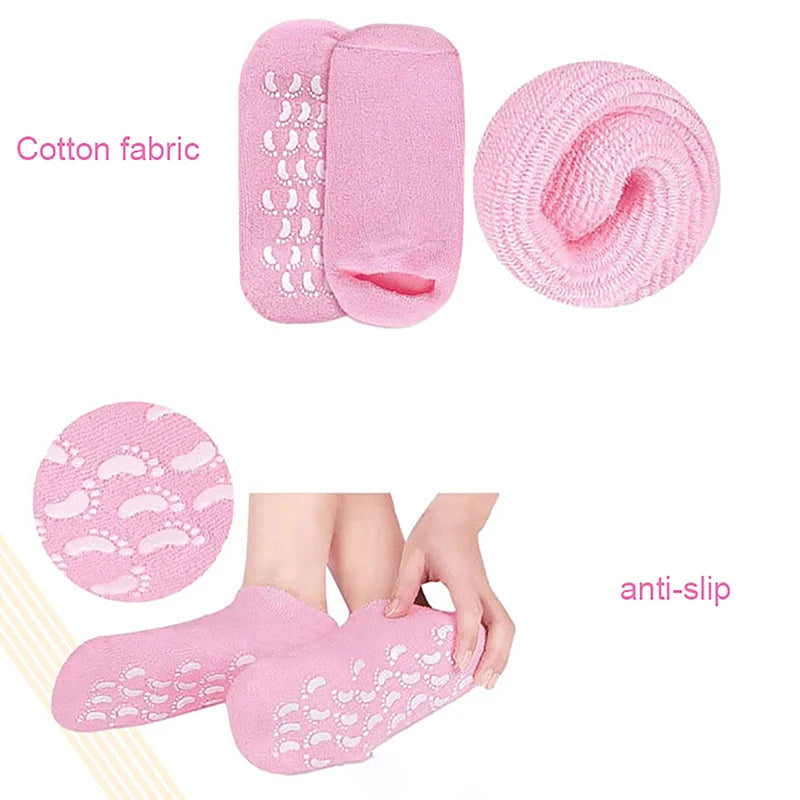Chaussettes Hydratantes Réutilisables pour Soin des Pieds