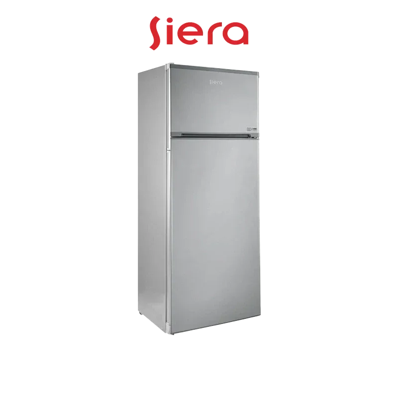 Réfrigérateur Siera 300–399 L Frost inox, congélateur en haut pour une organisation optimale.