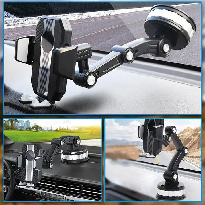 Support Téléphone Voiture à Ventouse 360° – Fixation Tableau de Bord et Pare-Brise