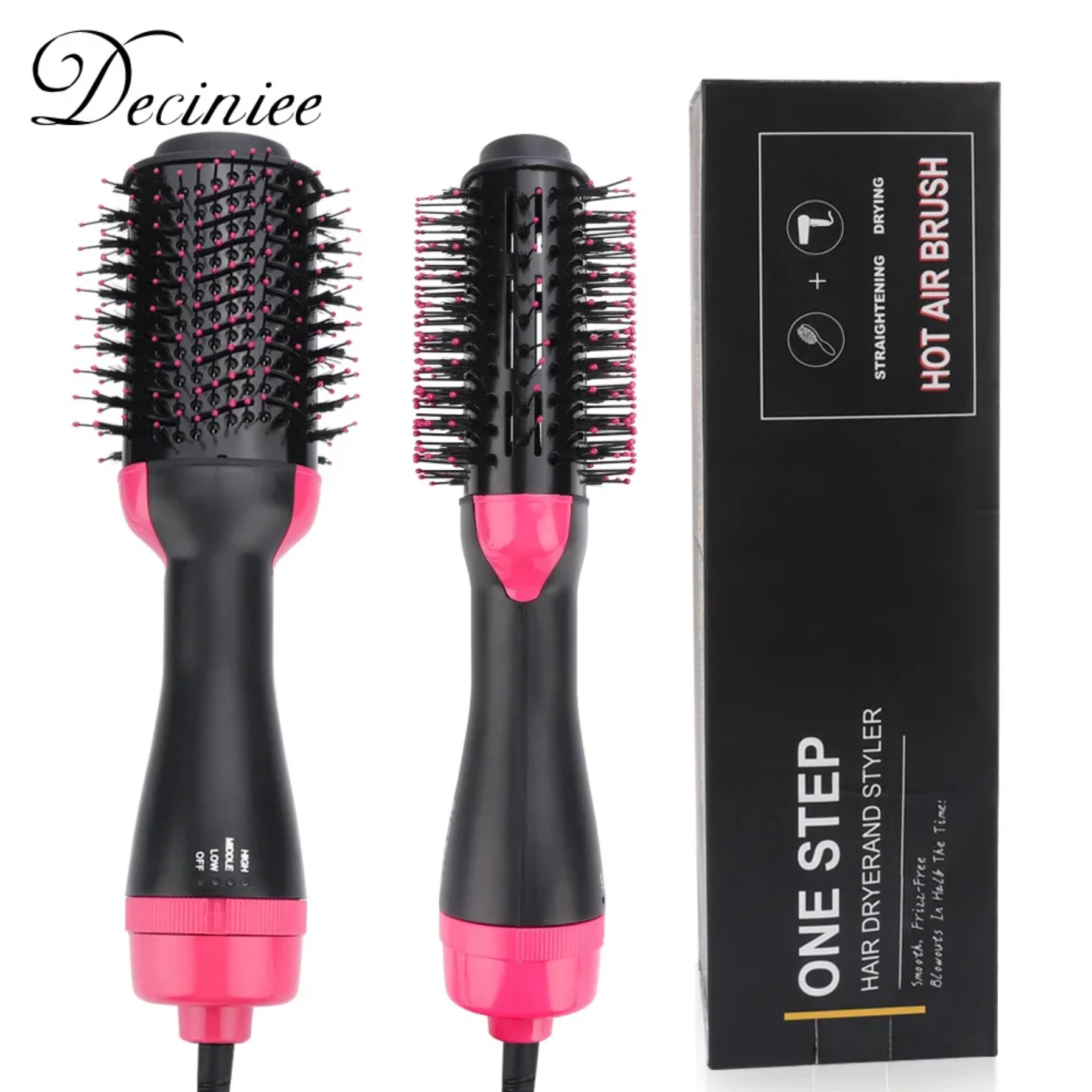 <tc>Sèche-Cheveux 1000W Brosse à Air Chaud Styler et Volumisateur Lisseur, Fer à Friser, Peigne, Rouleau 1 Étape Sèche-Cheveux Électrique Ionique - 46247</tc>