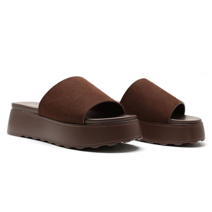 Mules Femme Souples à Plateforme en Suédine Confortables