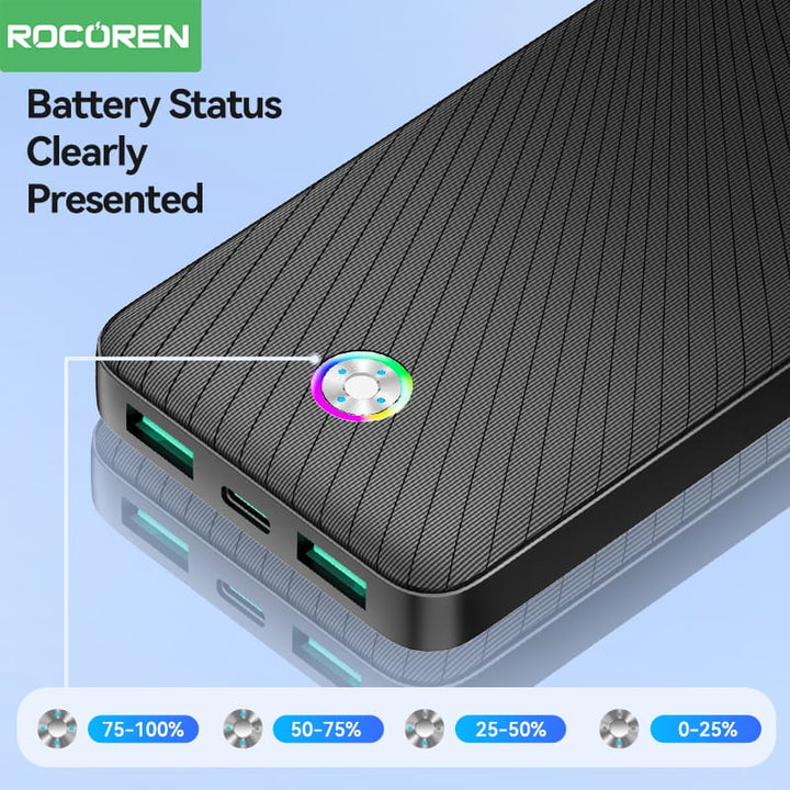 باور بانك Rocoren Haoyue Plus بسعة 10000 مللي أمبير وشحن سريع 22.5 واط