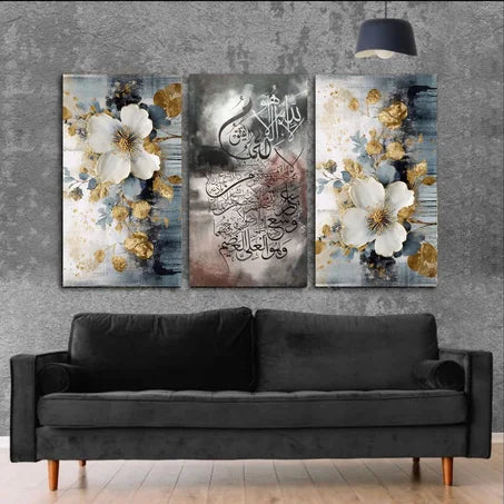 tableau aya gris  bleu fleur