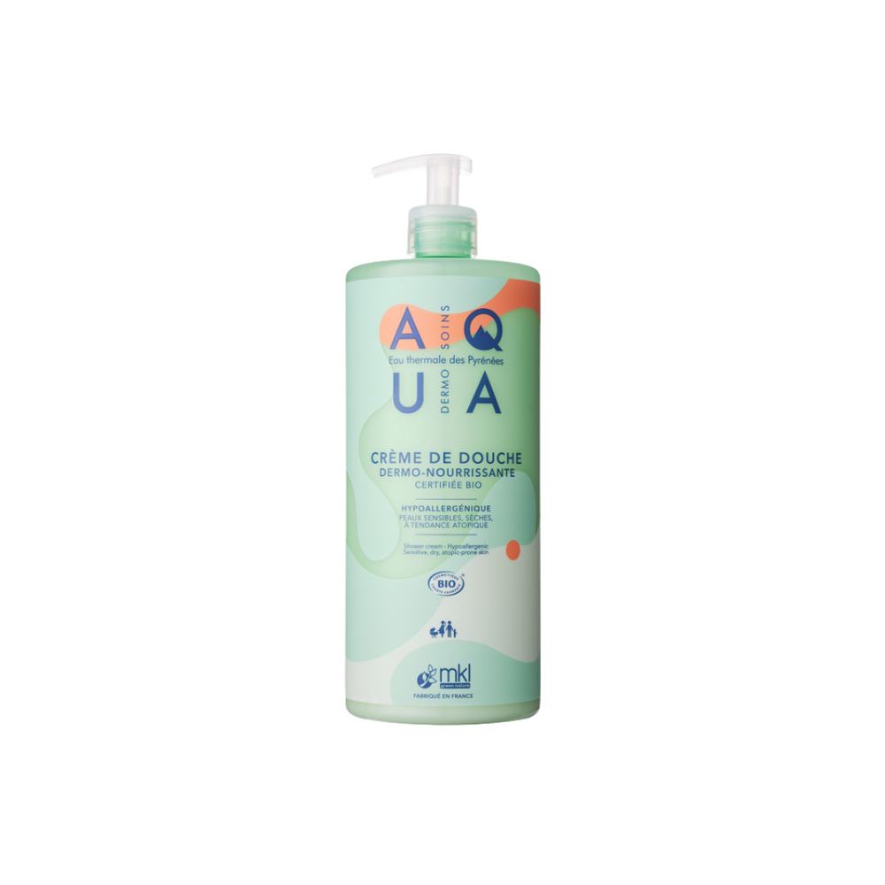 MKL Aqua كريم استحمام عضوي مغذٍ ومرطب للبشرة الجافة والحساسة 1 لتر