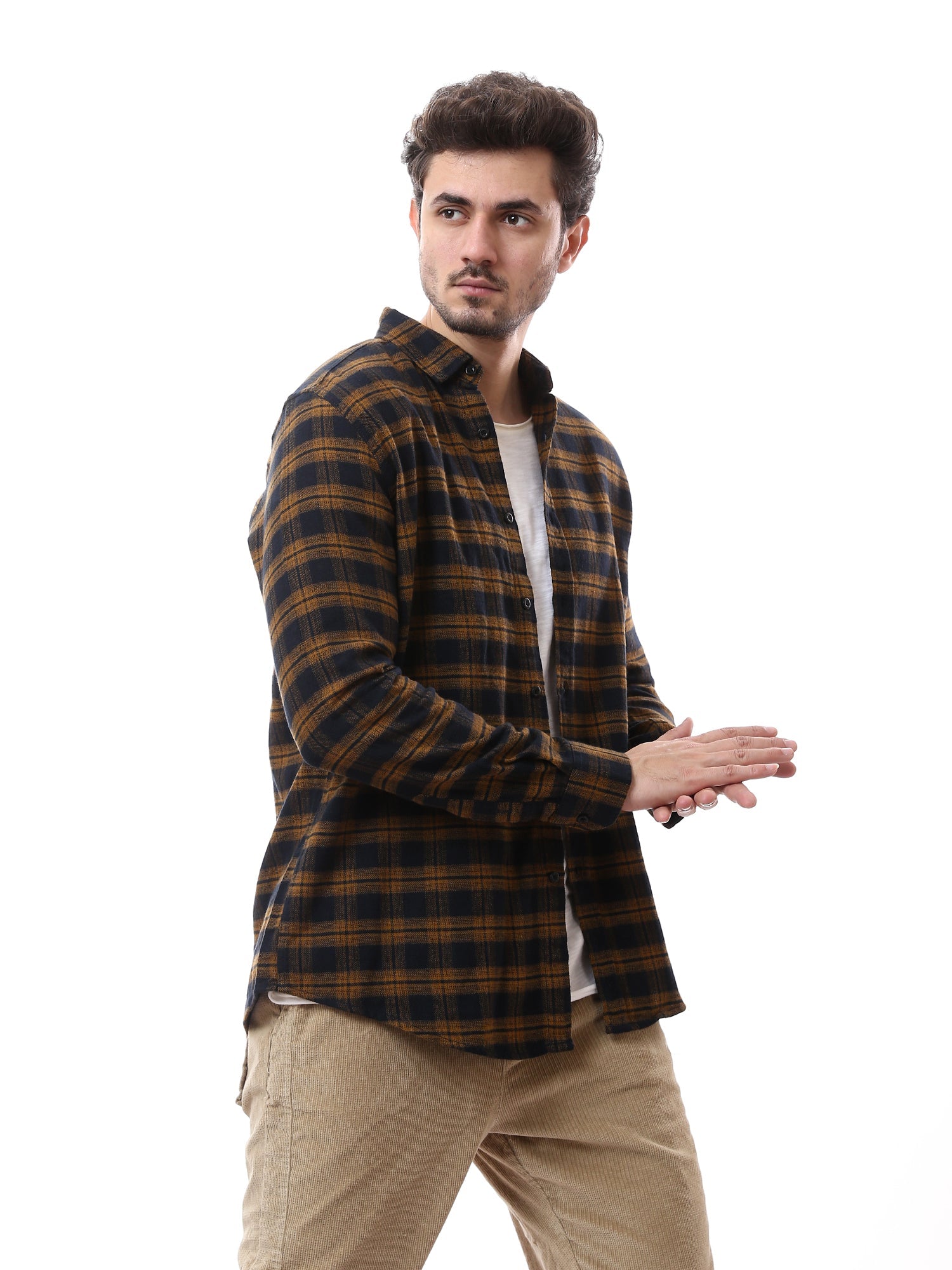 Chemise pour homme à carreaux à manches longues au design moderne - FSH23ACCR19817TM1