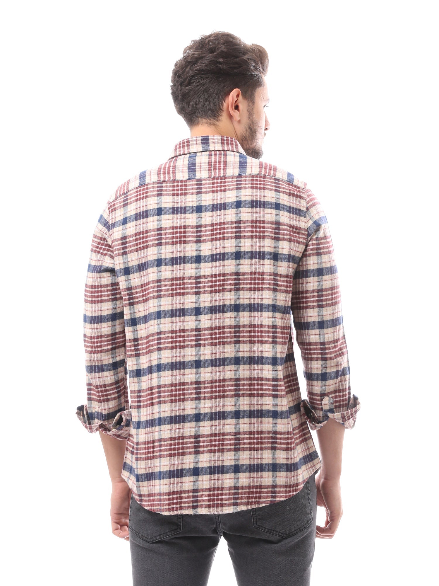 Chemise pour homme à carreaux à manches longues avec poche poitrine - FSH23ACCR19818TM1