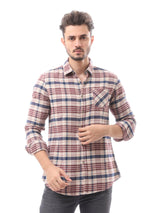 Chemise homme à carreaux à manches longues avec poche poitrine - FSH23ACCR19818TM1