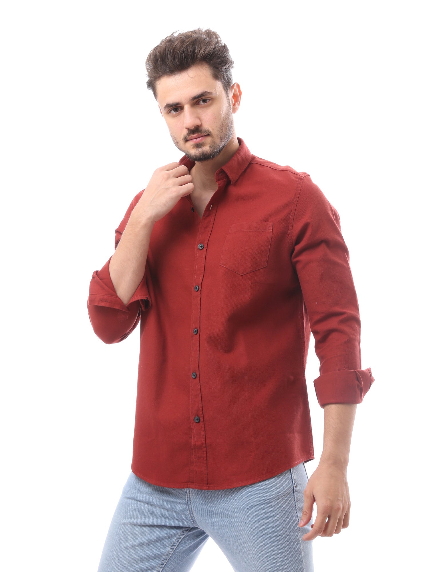 Chemise pour homme à manches longues avec poche poitrine - FSH23APCR19813TM1